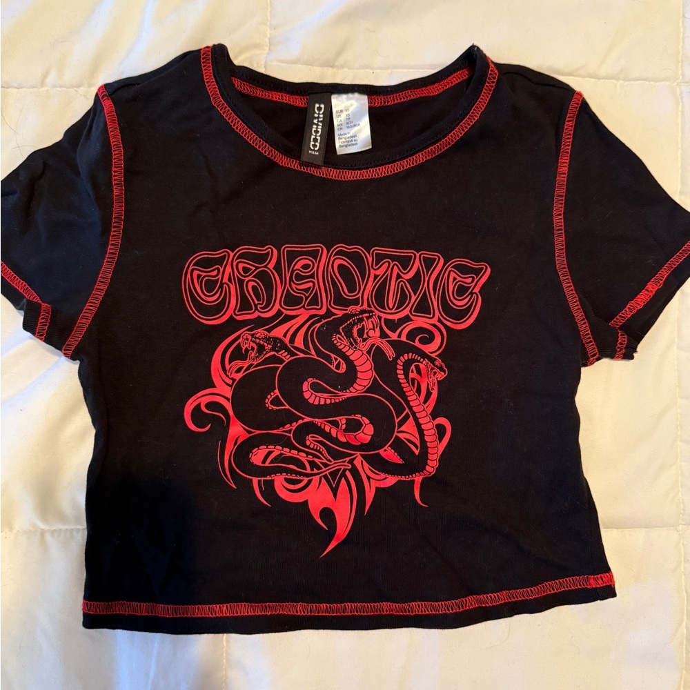 Black and Red Chaotic Snake Graphic Tee